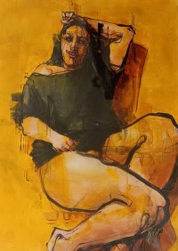 Khalid Khan-Kaay, 22 x 31 Inch, Acrylic on Canvas, Figurative Painting, AC-KHKN-084